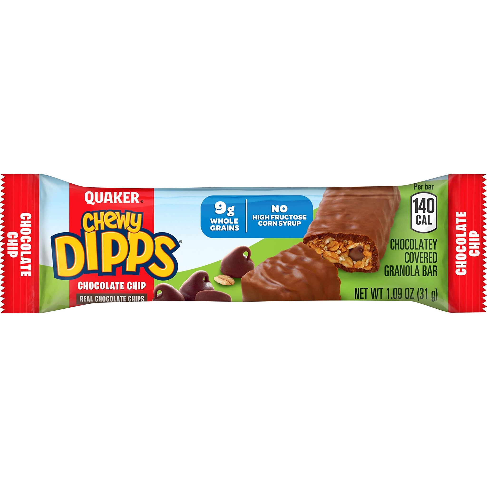 Quaker Chewy Dipps Granola Bars Chocolate Chip, 1.09 oz, 14 Ct