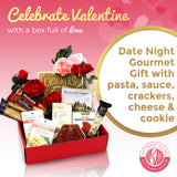 Gift Basket Village Date Night Gourmet Box - Romantic Valentine's Day Surprise Basket with Pasta, Sauce Mixes, Crackers, Cheese & Cookies, Perfect