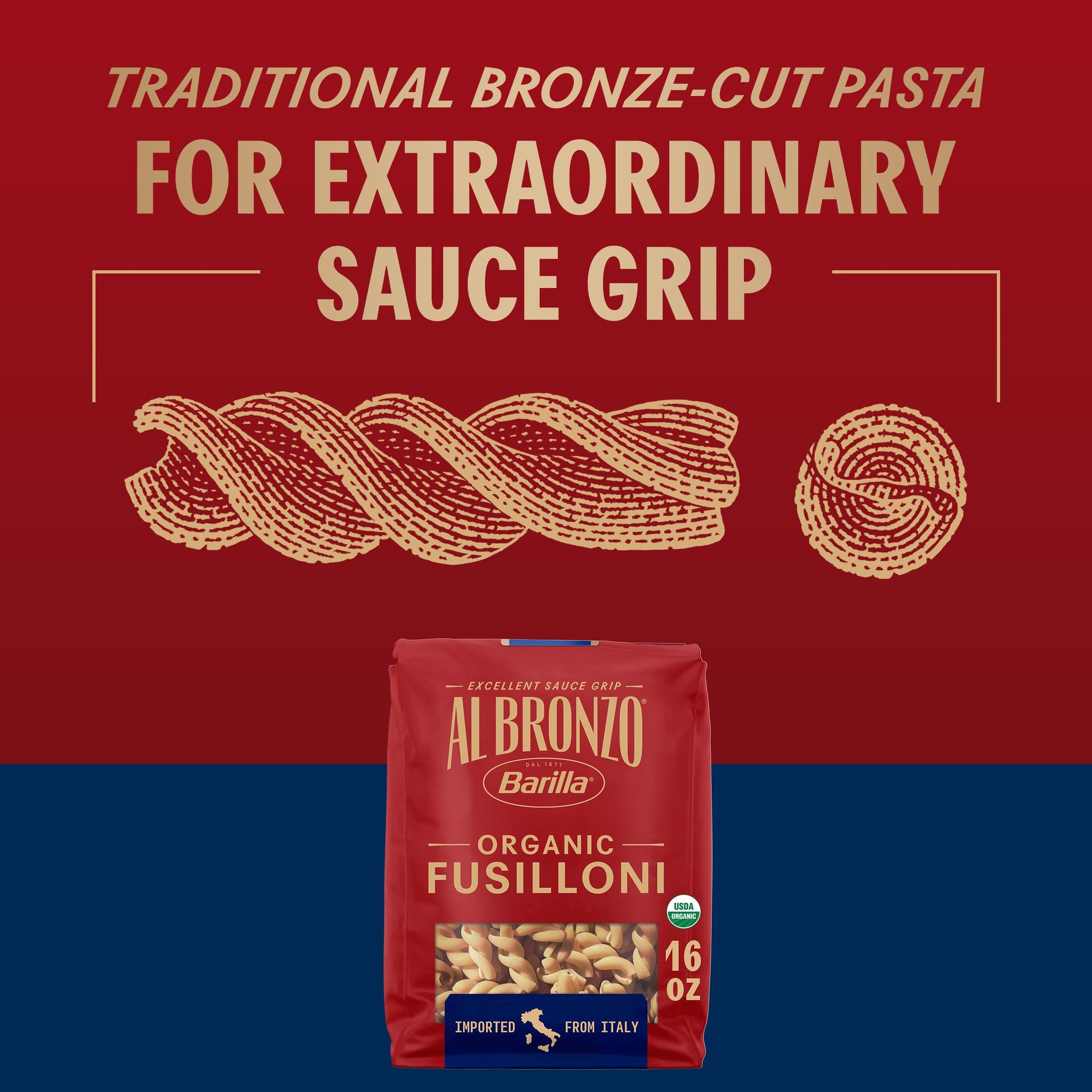Barilla Al Bronzo Organic Fusilloni, 16 oz