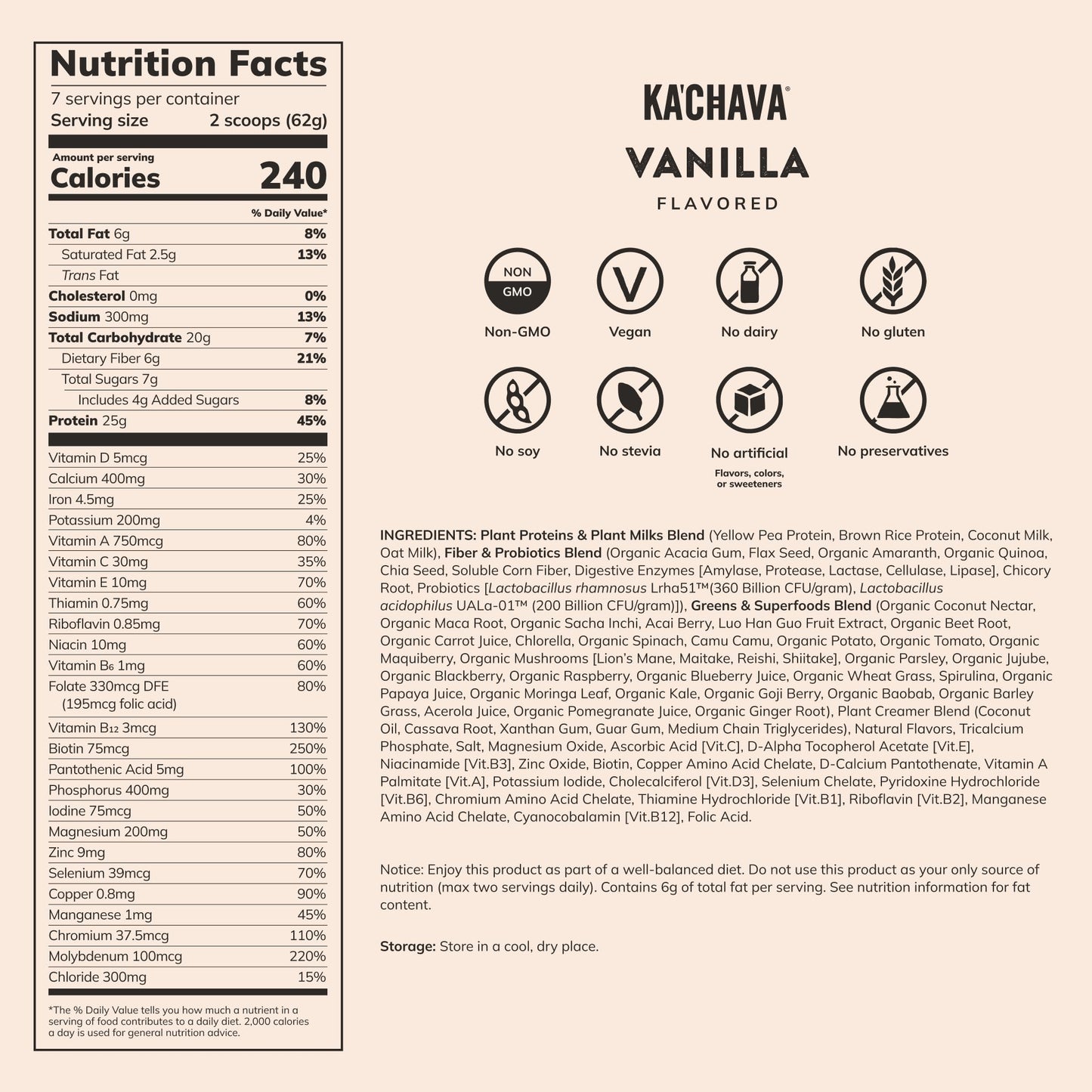 KaChava Vanilla Shake Protein Powder - 7 Serve