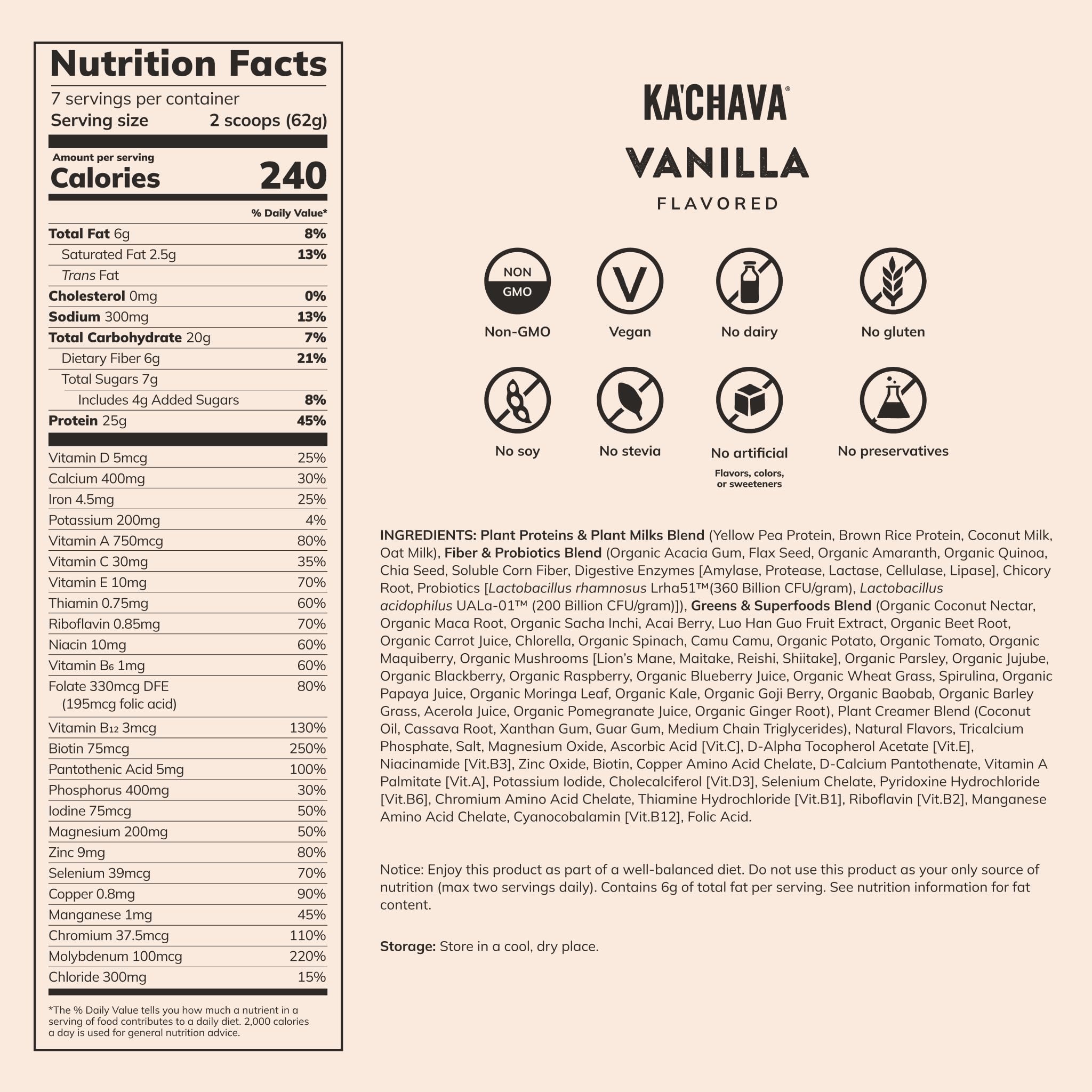 KaChava Vanilla Shake Protein Powder - 7 Serve