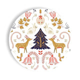 Fabuplates Nordic Woodland Christmas Paper Plates - 24 Count 9” Heavy-Duty Disposable Salad Plates, Reindeer & Bunny Holiday Design, Elegant Party
