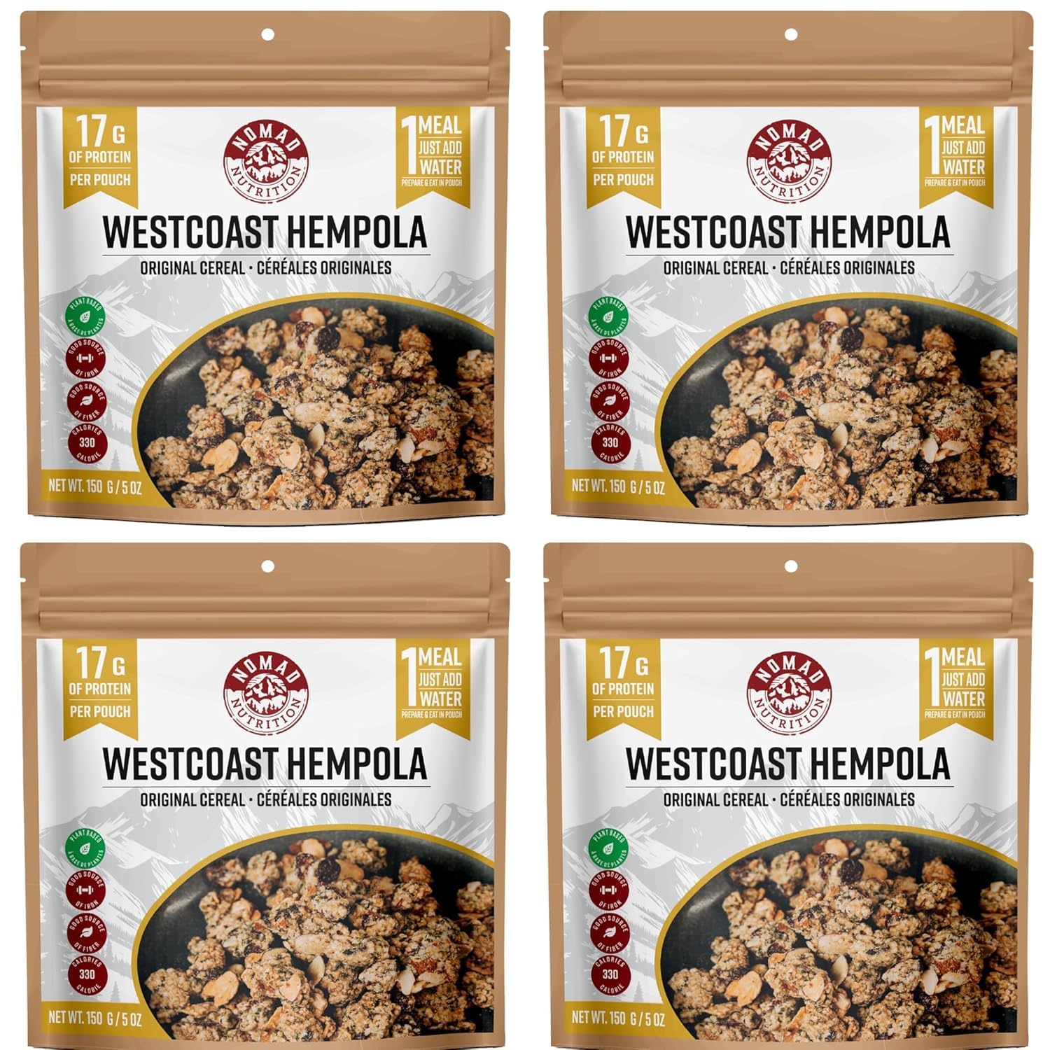 Nomad Nutrition Westcoast Hempola - Original Cereal | Granola Instant Freeze Dried Backpacking & Camping Food | Plant-Based, Non-GMO Hiking Meals
