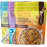 Magic Spoon High Protein Granola Low Sugar - 3 Pack: Honey Almond, Dark Chocolate Almond, & Peanut Butter - Low Carb Sugar Free Protein Snacks
