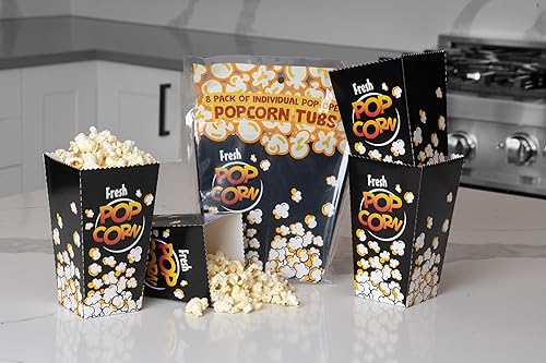 Black Disposable Popcorn Movie Tubs - Wabash Valley Farms Black Tubs for Parties, Large Events, Birthday Parties, Home Movie Night Popcorn Containers