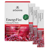 Arbonne Ginseng Energy Supplements - PomegranateFlavor Fizz Sticks, Energy Boost with Caffeine Powder from Guarana and Green Tea, Delicious