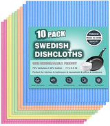 METUUTER 10 Packs Swedish Dishcloths for Kitchen, Reusable Kitchen Dishcloths Compostable Cellulose Dish Clothes for Household Use