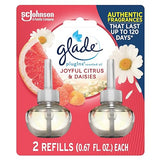 Glade PlugIns Refills Air Freshener, Scented and Essential Oils for Home and Bathroom, Joyful Citrus & Daisies, 1.34 Fl Oz, 2 Count