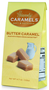 J Morgan Confections Heavenly Caramels, Butter Flavor (4.7 oz bag, 4-Pack); Gourmet, Artisan Soft and Chewy Butter Caramel Candies, Creamy and Smooth