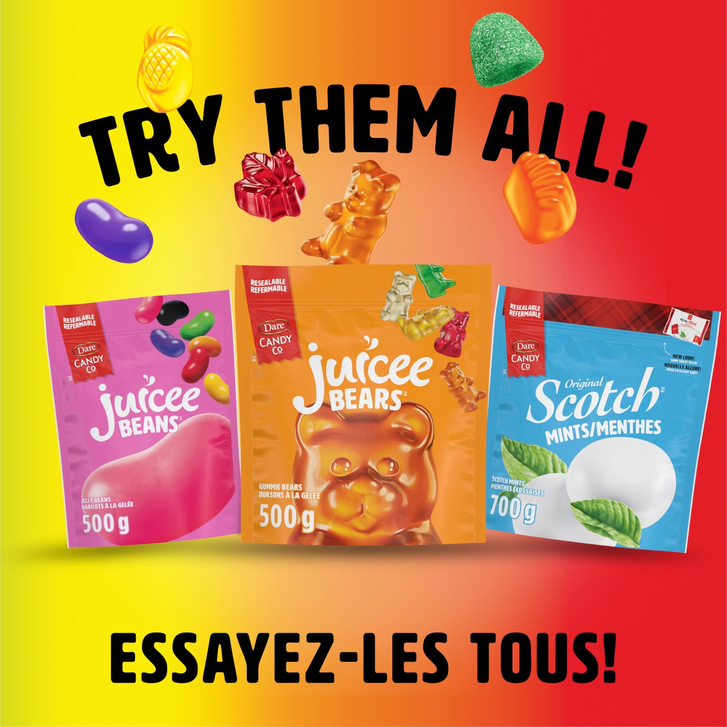 Dare Foods Limited Dare Juicee Jubes - Mixed Fruit, Soft and Chewy Ju Jubes Candy, Gluten Free, Dairy Free, Fat Free 700g