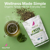 Aluna Well Organic Spearmint Tea - Supports Hormonal Balance and Wellness for Women, 4 Week Loose Leaf Herbal Tea, Caffeine-Free, 2 oz