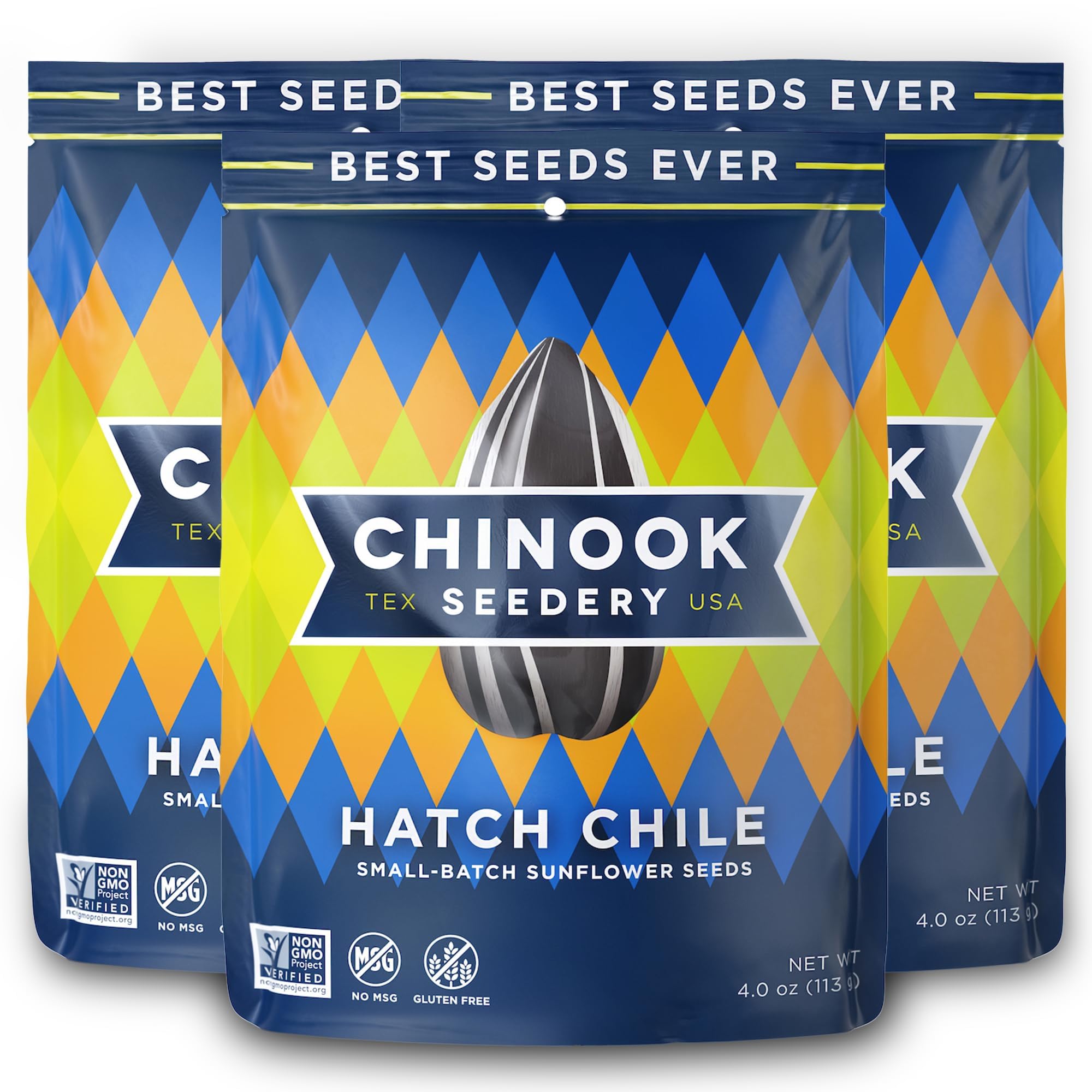 Chinook Seedery Roasted Sunflower Seeds - Jumbo Seeds Keto Snacks - Best For Snack Packs - Gluten Free, Non GMO Snack Food Gifts - 4 Ounce (Pack of 3)