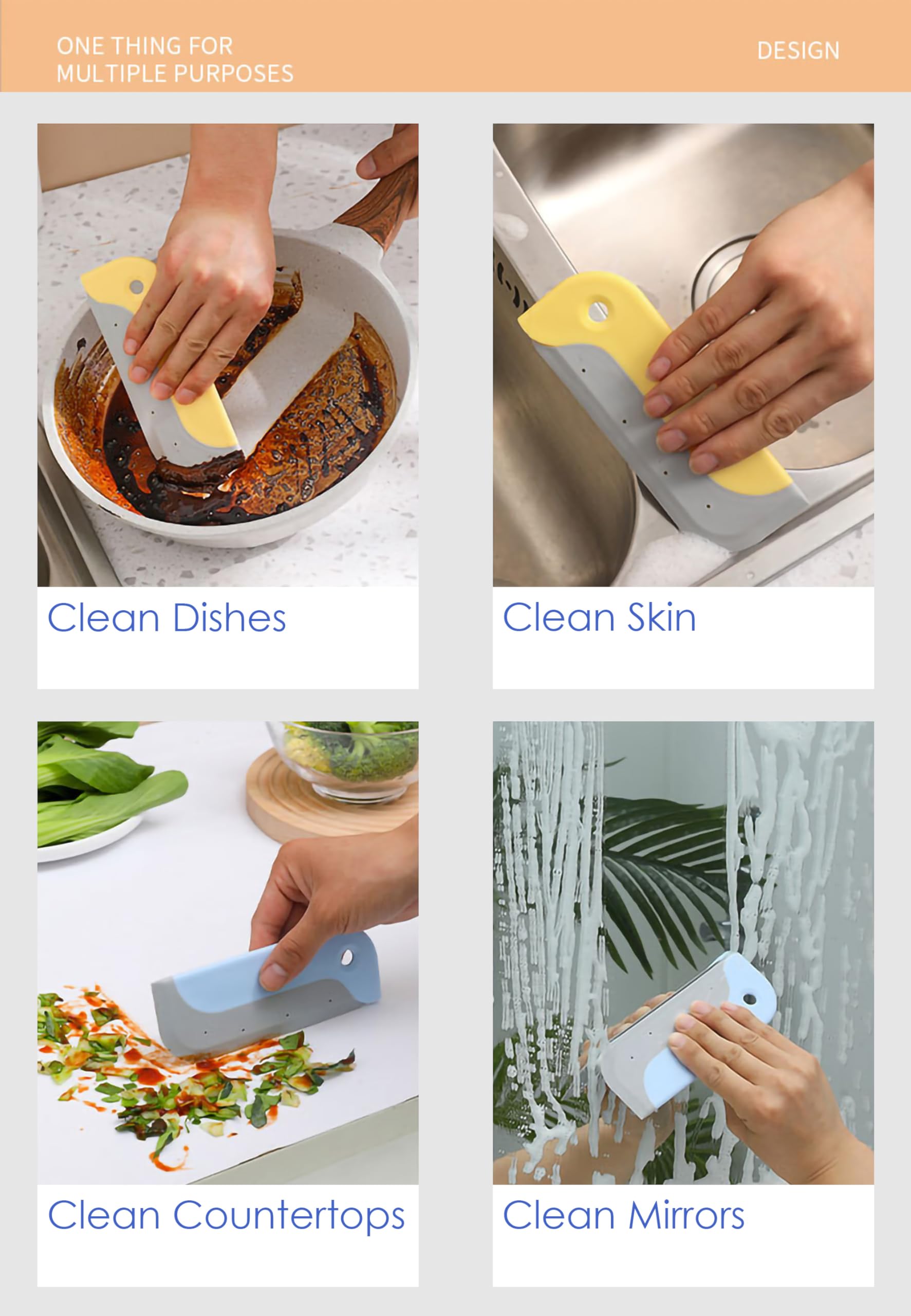 3 Pack Small Squeegees, Mini Squeegee for Windows, Mirrors, Bathroom Glass Shower Mirrors and Counter, Kitchen Countertops and Sink. Dish Scraper
