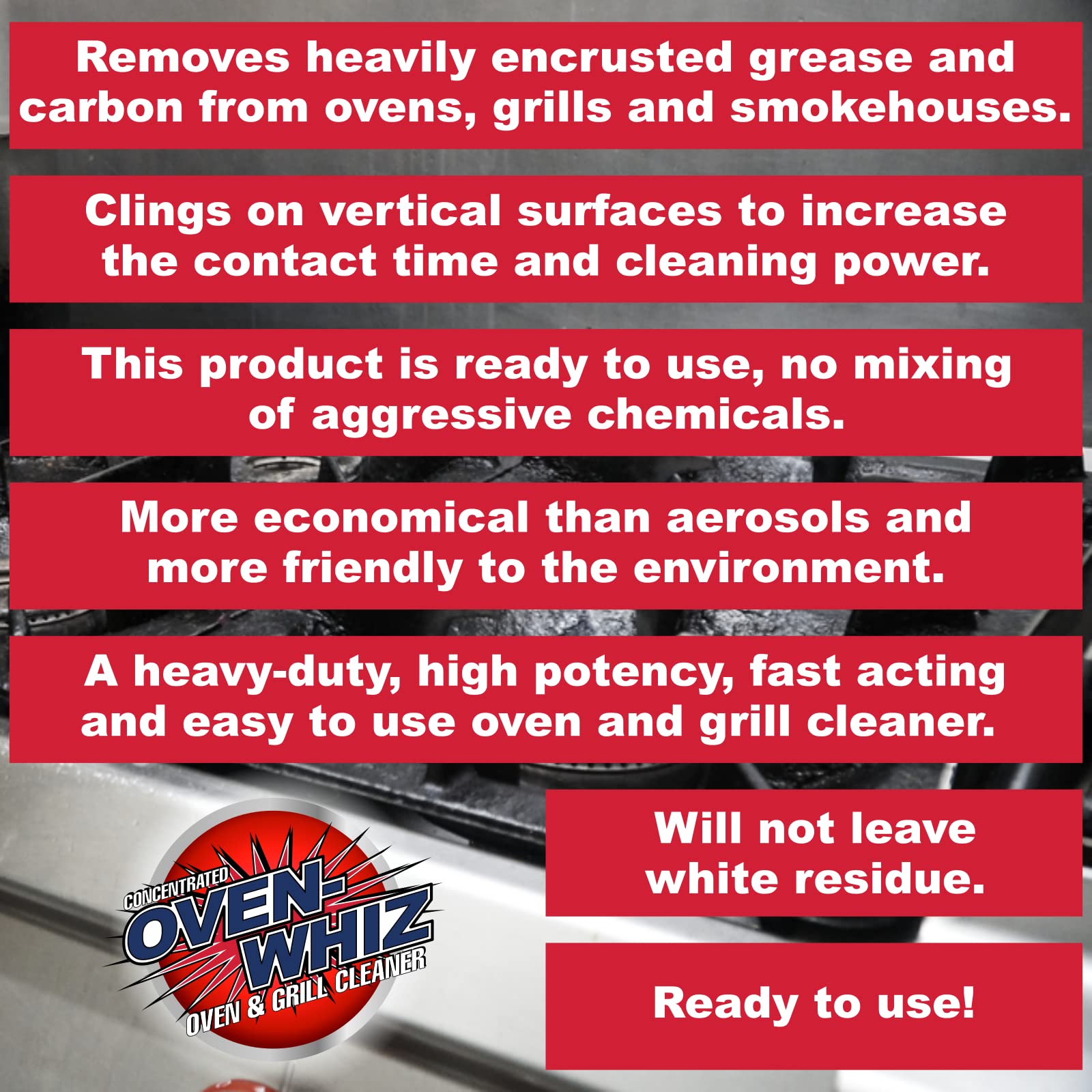 1 Gallon (128 Oz.) Oven-Whiz Oven & Grill Cleaner by FryOilSaver Co., Removes Tough Stains, Carbon, Grease & Food Burnt for BBQ Grills, Ovens, Grates