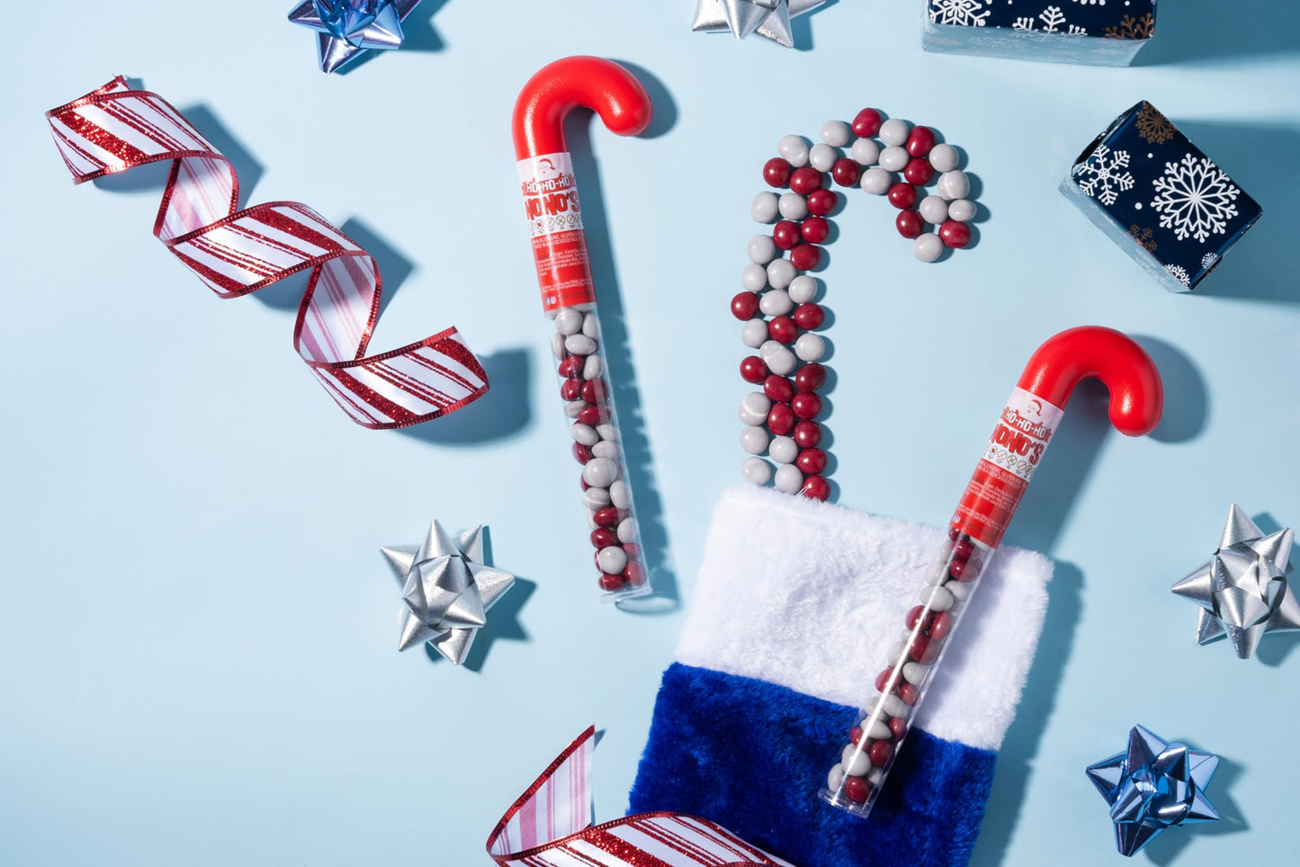 Choco NoNo's Candy Cane Tube 2-Pack - Christmas - Vegan, Allergy-Friendly, Kosher - Free from Milk, Peanut, Tree Nut, Egg, Soy, Gluten, Sesame - No