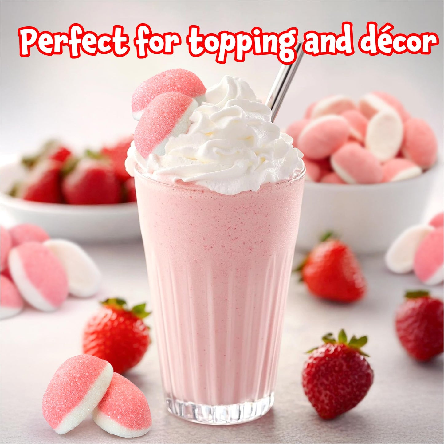 Strawberry Gummy Candy - 2 Pound Pack - Pink Cloud Candy for Baby Showers & Party Favors - Gender Reveal Strawberry Gummies - It's a Girl Candy - Bulk