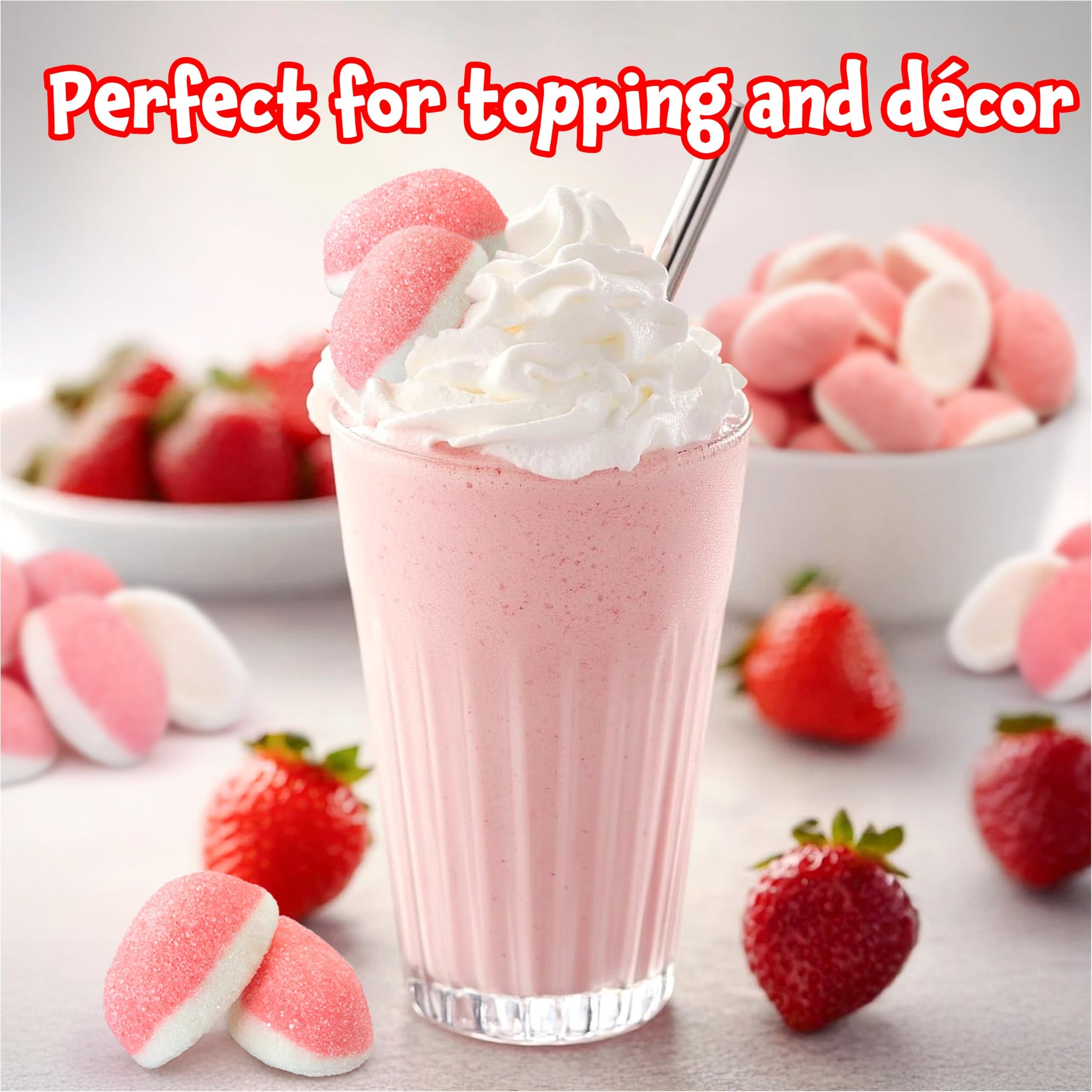 Strawberry Gummy Candy - 2 Pound Pack - Pink Cloud Candy for Baby Showers & Party Favors - Gender Reveal Strawberry Gummies - It's a Girl Candy - Bulk
