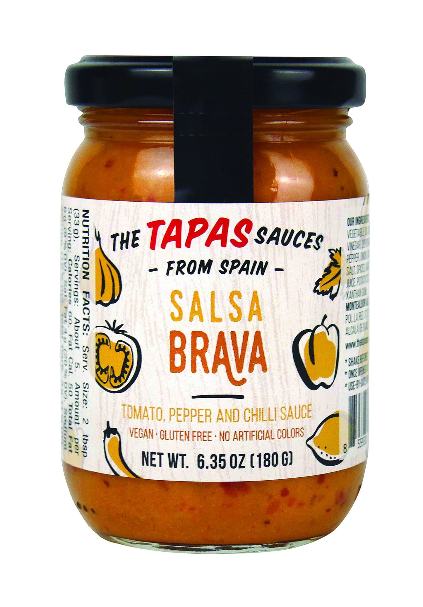"The Tapas Sauce" Salsa Brava ( Tomato, Pepper and Chilli Sauce) ) Jar of 6.35 oz ( 180 g) (Pack of 9)