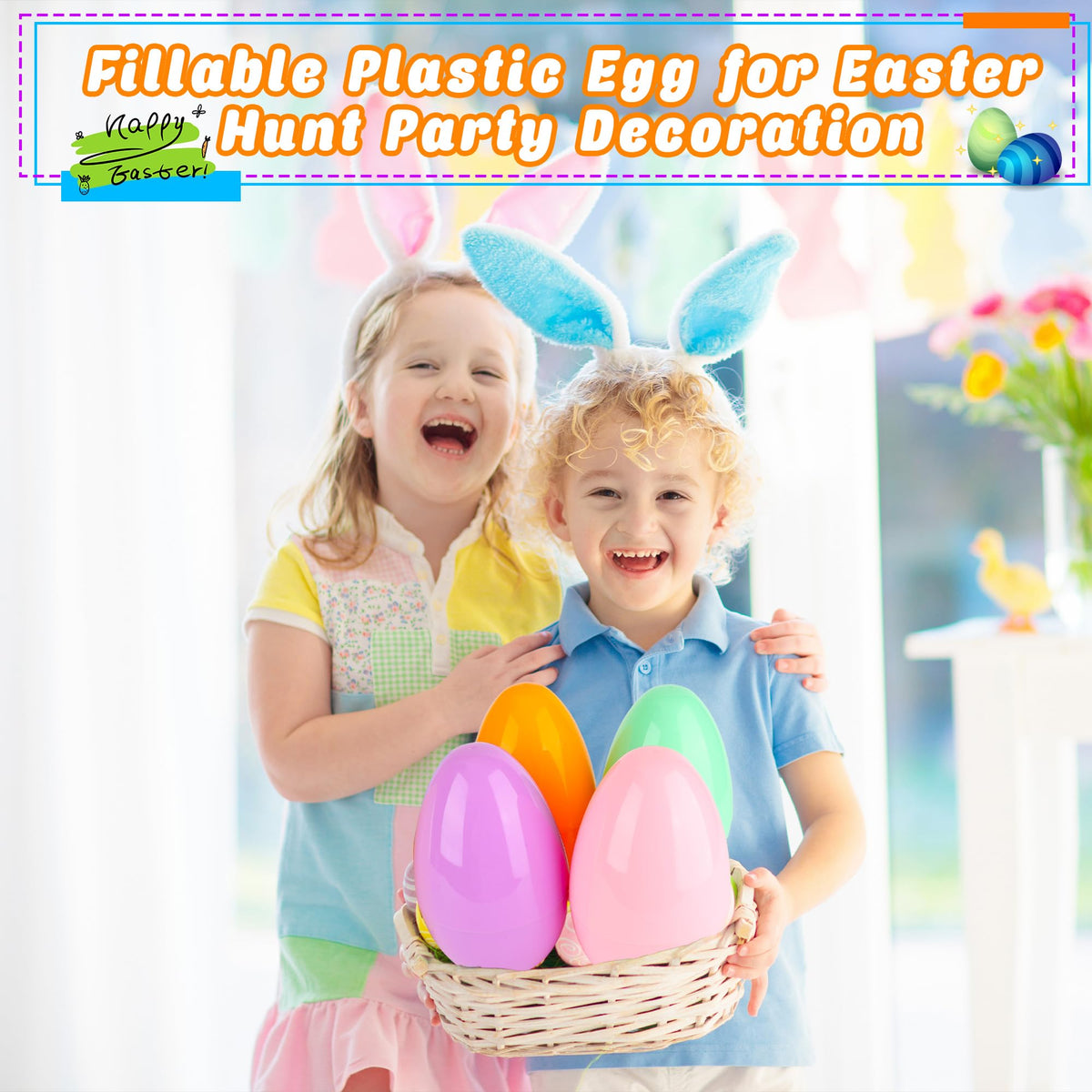 Barblog 12 Pcs 5 Inch/ 6 Inch/ 8 Inch Plastic Easter Eggs Fillable Assorted Macarons Eggs Large Empty Egg for Easter Filling Treats, Gift Baskets or