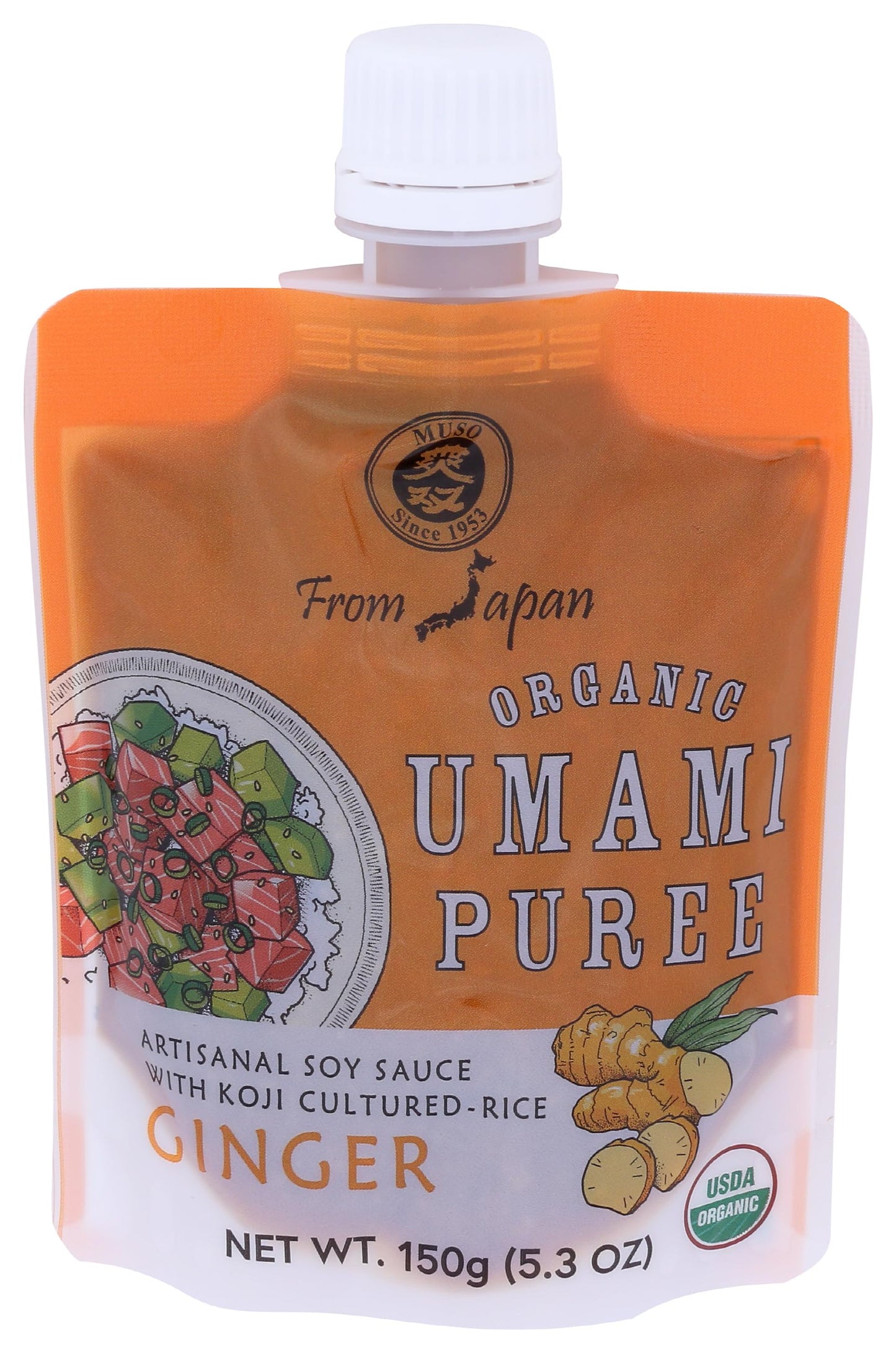 Muso From Japan - Umami Puree with Ginger, Japanese Flavor Enhancer for Cooking, USDA Certified, Made from Natural Ingredients, Bold Taste - 5.2 oz