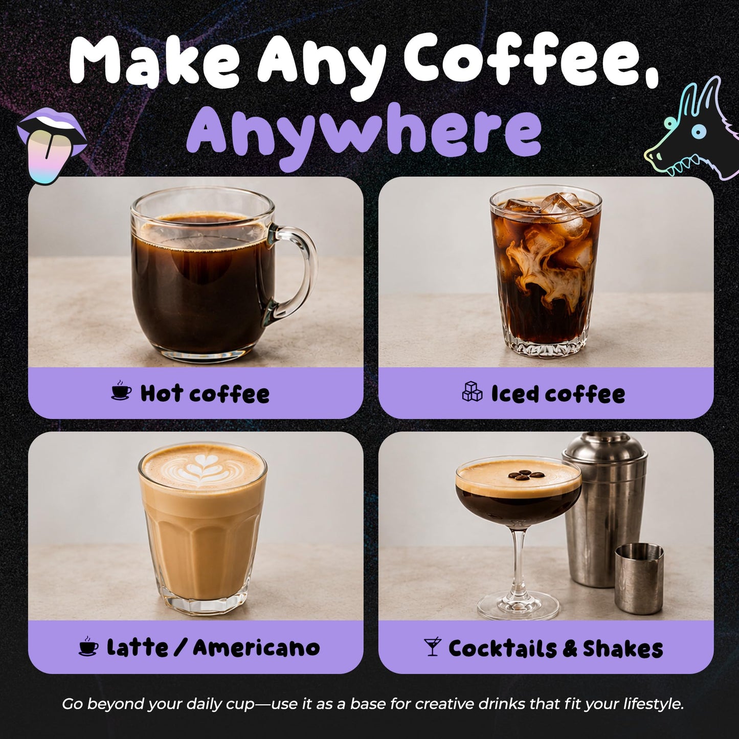 Superlost Coffee Concentrate Instant Coffee Freeze Dried 16 Servings 100mg Caffeine Per Shot Cold Brew Concentrate for Hot or Iced Coffee Instant