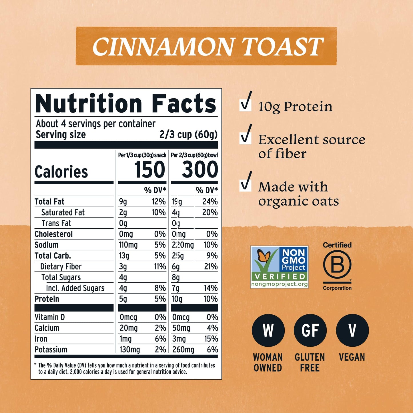Purely Elizabeth, Protein Granola, Cinnamon Toast, 8oz Bags (3 Pack)