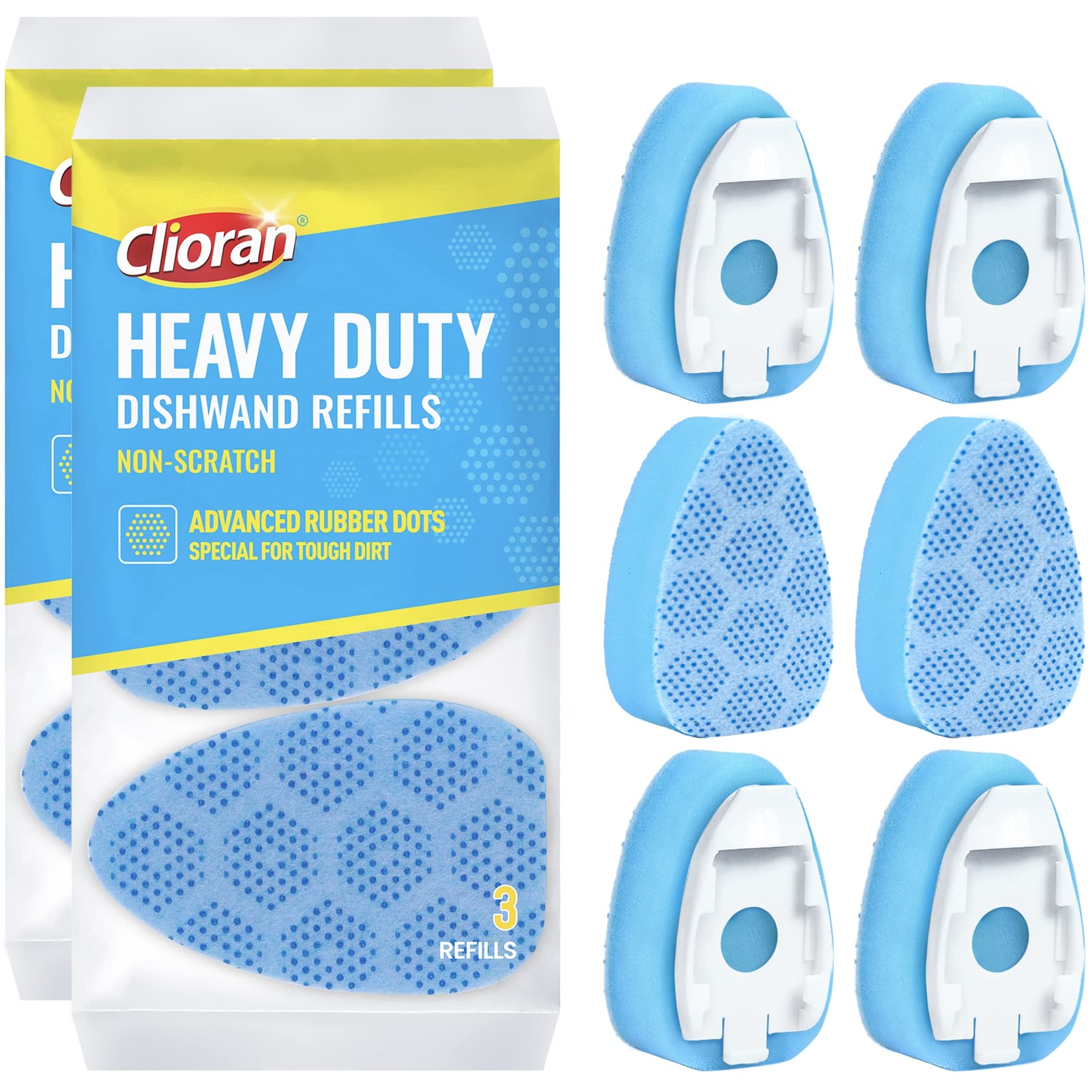 Scrub Dots Dishwand Refills for Scotch-Brite Dish Wand Handle, Non Scratch Heavy Duty Replacement Head,Soap Dispenser Scrubber Pad Refill Sponge Brush