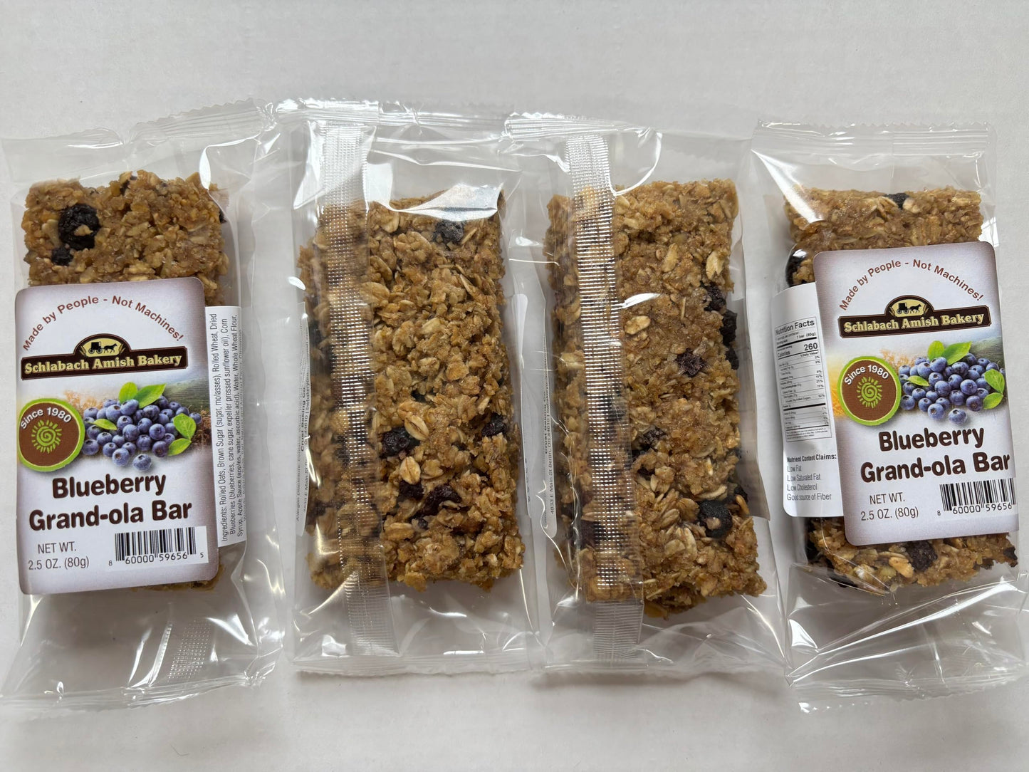 AmishTastes Homemade, Lightly Sweetened, Soft & Chewy Blueberry Granola Bars by Schlabach, 2.8 Oz. (Pack of 4)