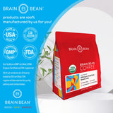 Brain Bean Organic Coffee - Smooth Taste & Rich Medium Roast - High Antioxidant & USDA certified organic for Cognitive Support, Mood Enhancement