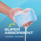 SCRUBIT 48 Pack Kitchen Sponges Dish Sponge for Washing Dishes, Kitchen & Bathroom - Blue & Yellow Dishwashing Sponges Along with A Thought Scrubber