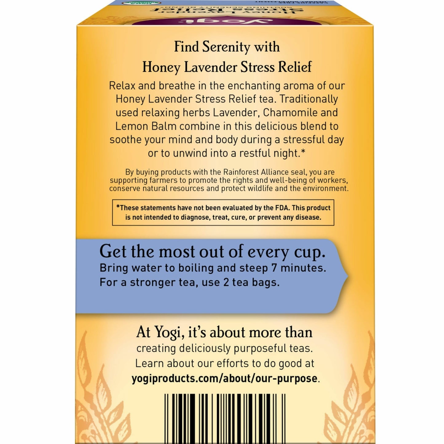 Yogi Tea Honey Lavender Stress Relief - 16 Bags per Pack (4 Packs) - Organic Chamomile Lavender Tea - Includes Lemon Balm, Lemongrass, Spearmint Leaf
