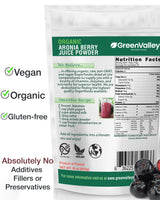 Green Valley Superfoods Organic Aronia Berry Juice Powder, Chokeberry, Antioxidant Rich Anthocyanins (12 Ounce)