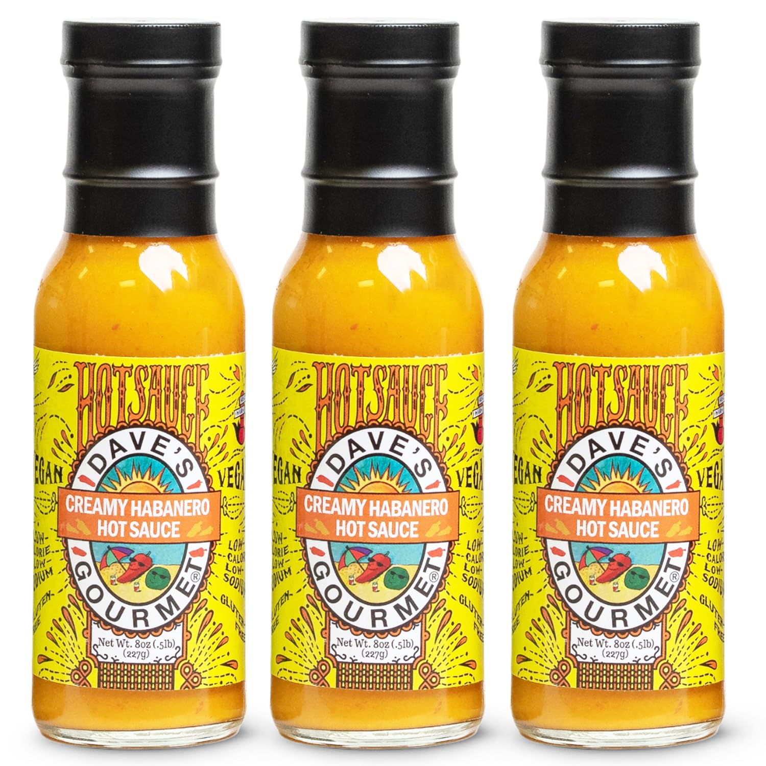 Dave's Gourmet Creamy Habanero Hot Sauce - Moderately Spicy Creamy Texture - Hot Sauce for Tacos, Grilled Meats, and Dips - Habanero Sauce With Red