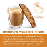 Nonni's Salted Caramel Milk Chocolate Biscotti Cookies - Individually Wrapped Italian Coffee Snack, Crunchy Twice-Baked, 90 Cal Each, 21 oz Carton, 4