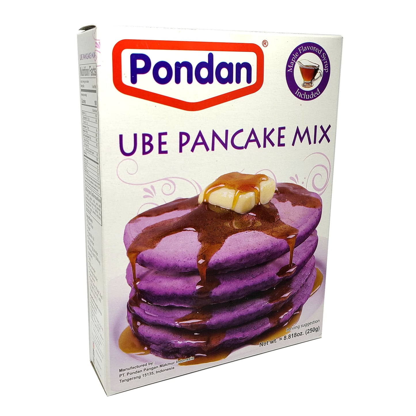 Pondan Ube Pancake Mix with Maple Flavored Syrup Set 8.818 Oz. (250 g) X 2 with Mini Stainless Steel Wire Whisk (3-Pc Set)
