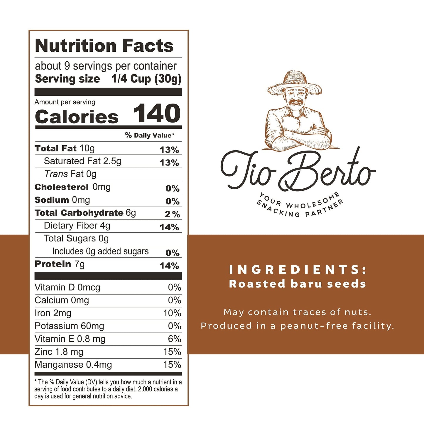 Baru Nuts Roasted, 10 oz Resealable Bag | Crunchy and Delicious | Suitable for Vegan, Gluten Free, Keto, Peanut Free Diets | High Protein Snacks |