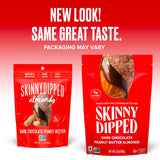 SkinnyDipped Dark Chocolate Peanut Butter Almonds, Healthy Snack, Plant Protein, Gluten Free, 3.5 oz Resealable Bags, Pack of 1