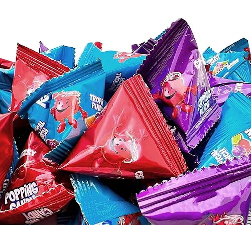 Popping Rocks Candy - 40 Count Bag - Popping Rock Candy in Assorted Fruit Flavors - Tropical Punch, Grape, and Cherry - Fun Goodie Bags & Pinata
