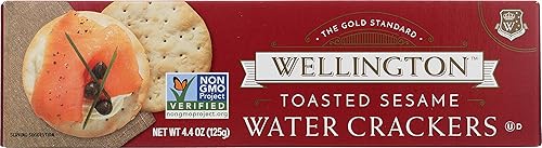 Wellington Toasted Sesame Water Crackers, 4.4-Ounces (Pack of 12)