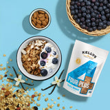 Kellys Four Plus Granola Cereal | Vanilla Almond Healthy Granola for Yogurt | Hand Made Snacks for Breakfast - 12 oz