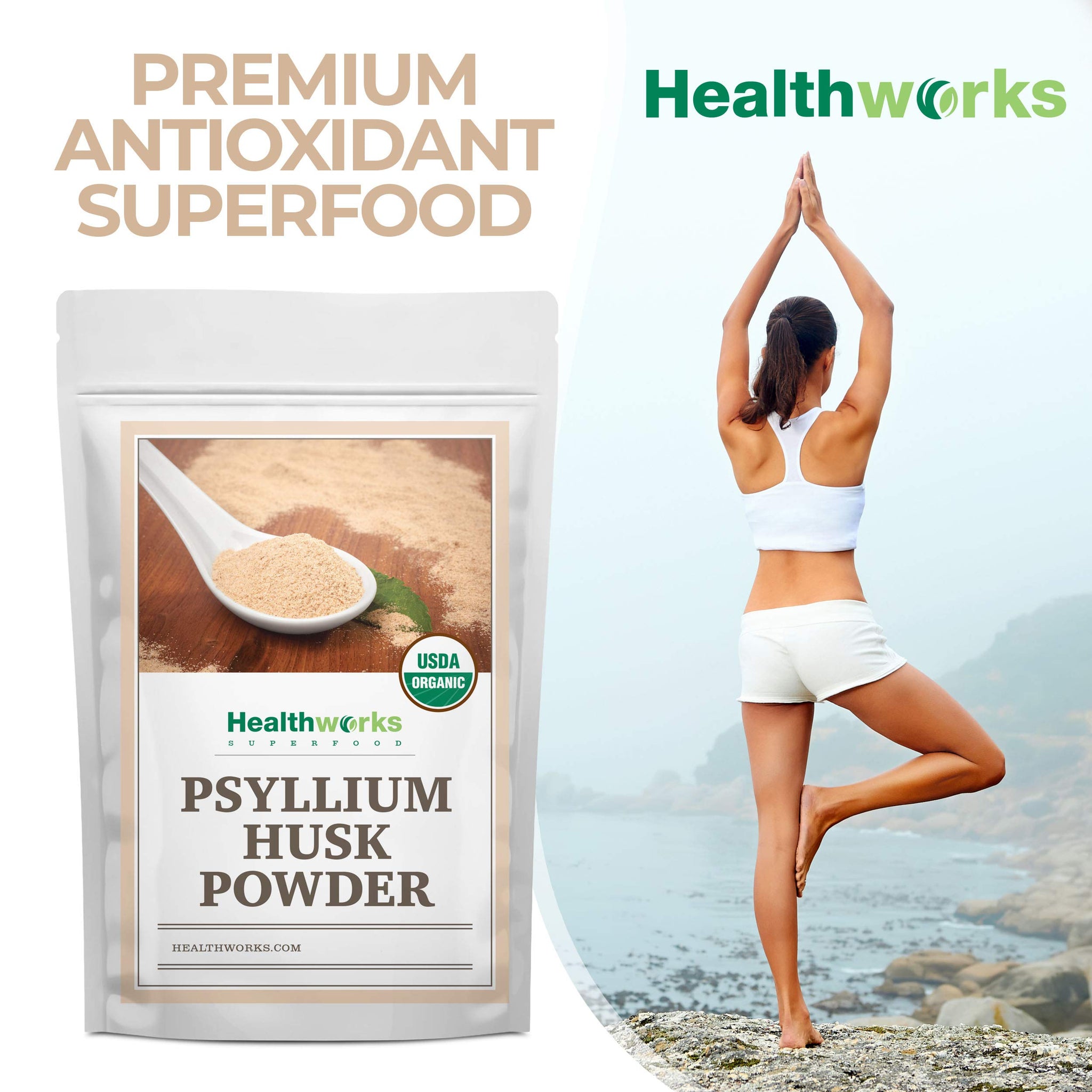 Healthworks Superfoods Organic Psyllium Husk Powder - 32 Oz / 2 Lbs - Raw - Certified Organic - Finely Ground Powder from India - Keto, Vegan