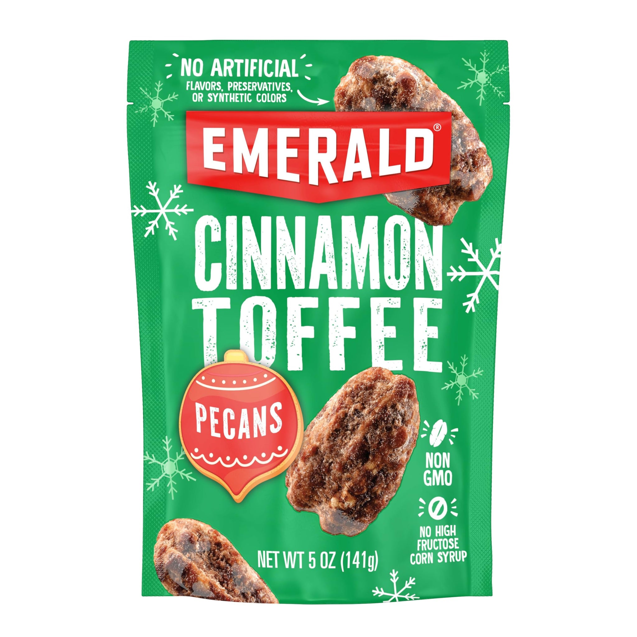 Emerald Nuts Cinnamon Toffee Pecans (1-Pack) | 5oz Resealable Bag | Kosher Dairy Certified, Non-GMO, Contains No Artificial Preservatives, Flavors or
