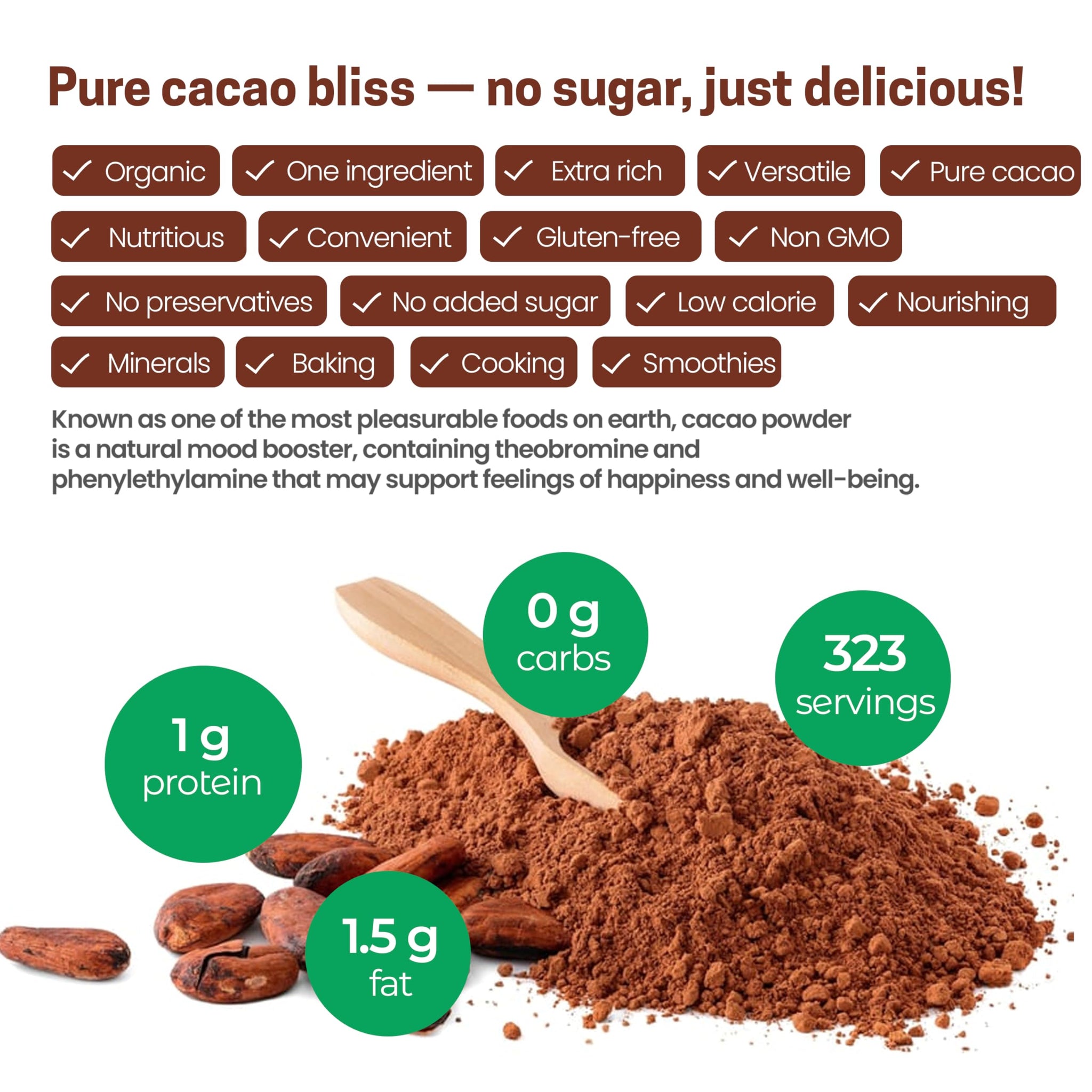 Z Natural Foods Organic Cacao Powder - Unsweetened Nutrient-Dense Superfood for Healthy Aging - Extra-Rich Dark Chocolate Flavor Perfect for Chocolate Recipes, Shakes or Smoothies, 5 lbs
