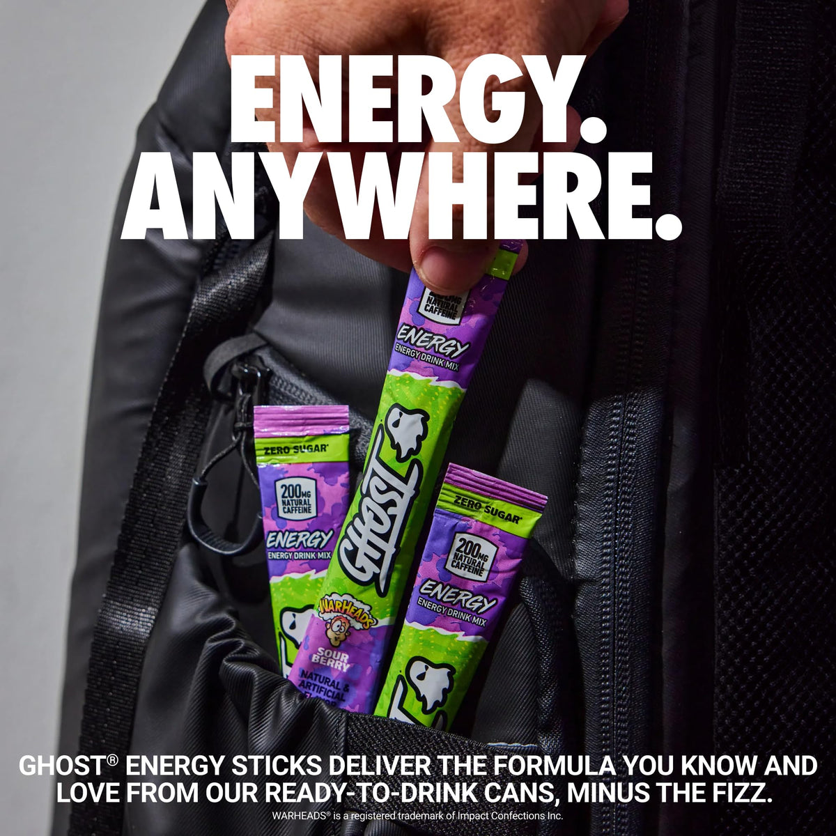 GHOST Sugar-Free Energy Drink Packets, Warheads Sour Berry, 24 To Go Sticks