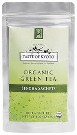 TASTE OF KYOTO Sencha Green Tea Sachets, Premium, 18Count