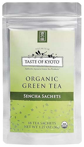 TASTE OF KYOTO Sencha Green Tea Sachets, Premium, 18Count