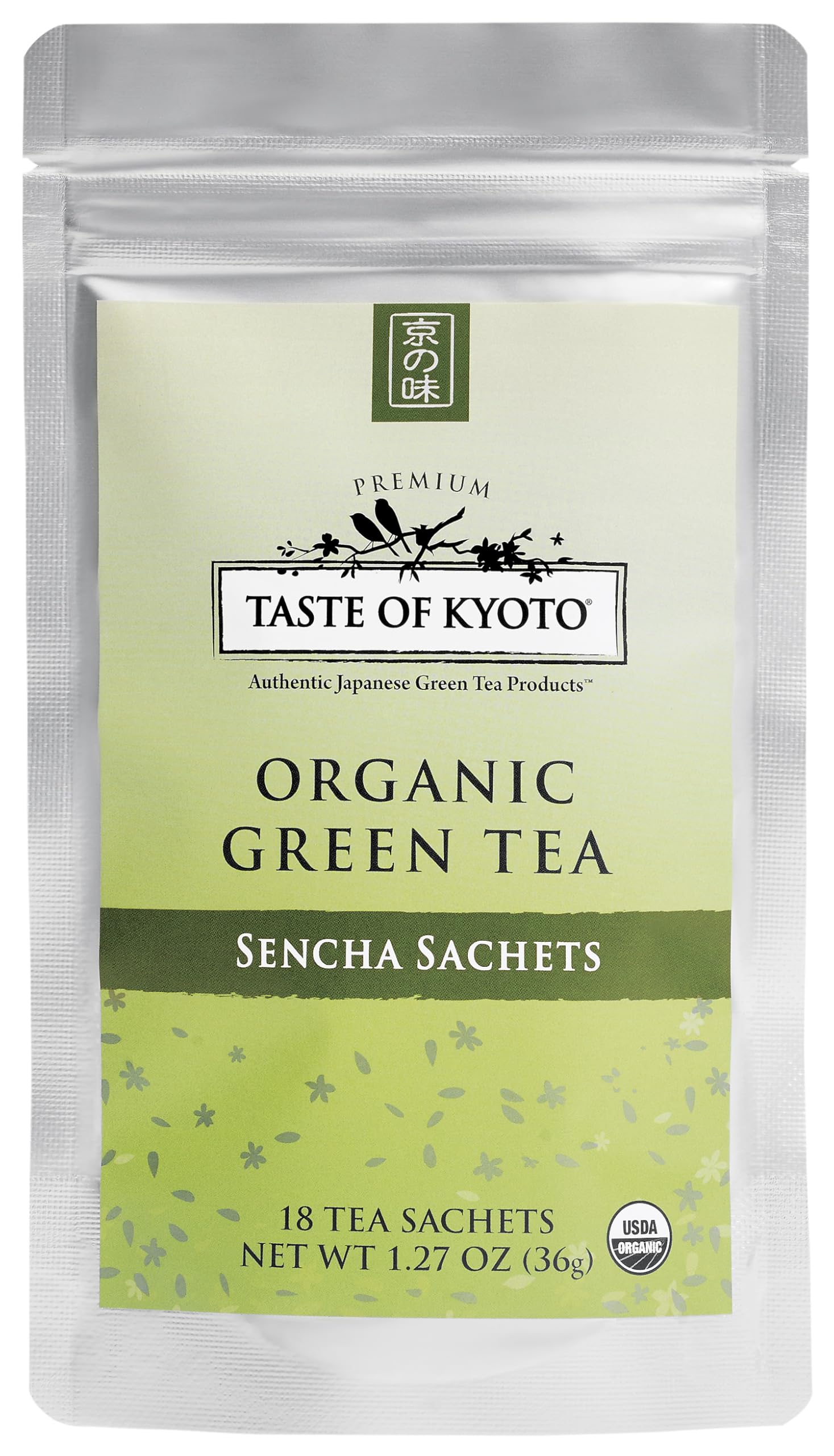 TASTE OF KYOTO Sencha Green Tea Sachets, Premium, 18Count