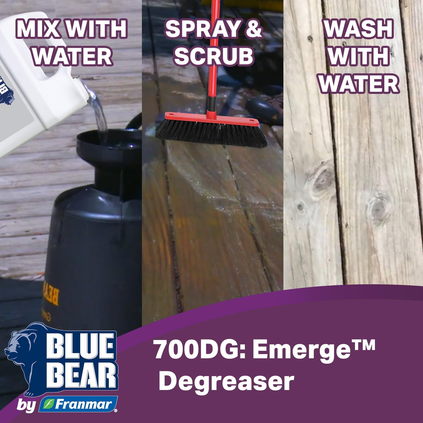 BLUE BEAR 700DG Emerge Degreaser Low-Odor, Biodegradable Cleaner Removes Oil, Grease, Dirt & Grime from Concrete, Tile, Wood, Stone & Tools Safe