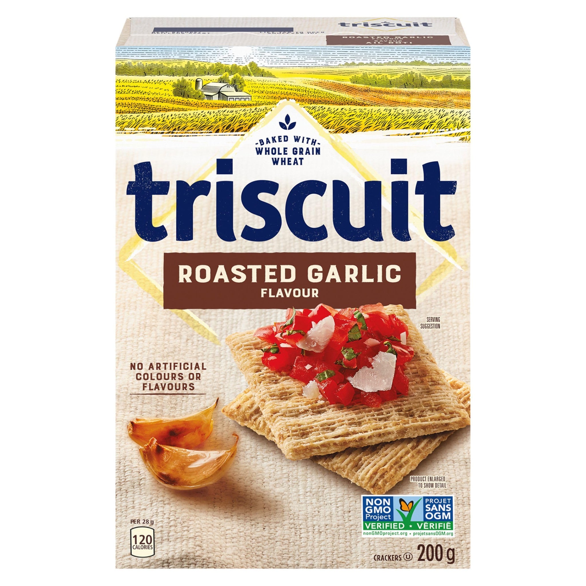 Christie TRISCUIT Roasted Garlic Crackers, 200g/7.1 oz., (Imported from Canada)