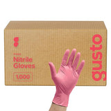 GUSTO [Case of 1000] Pink Nitrile Disposable Gloves, Small - Latex & Rubber Free, Powder-Free, Non-Sterile Gloves for Food Prep, Cleaning